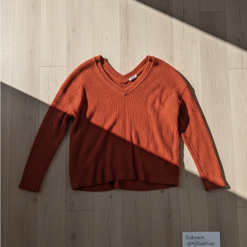 Project Social T Rust V-Neck Sweater